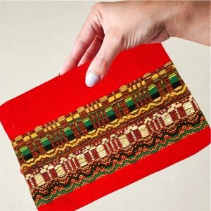 Vintage 1980s Hokkaido Handwoven Red Wool Clutch – Made in Japan